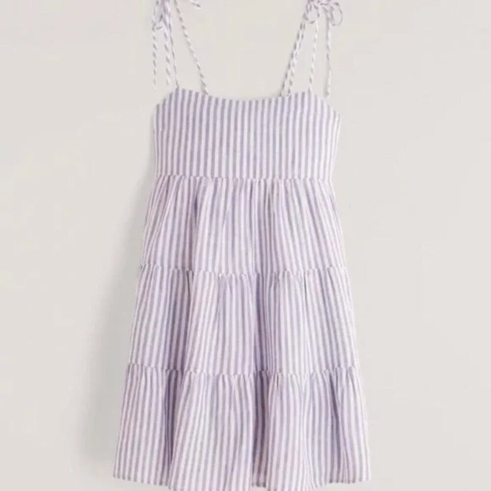 Abercrombie & Fitch Tie-Strap Tiered Mini Dress